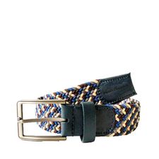 Cinturón unifaz elástico trenzado para hombre multicolor azul