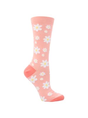Calcetines flores para mujer color rosa
